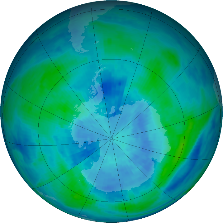 Antarctic ozone map for 24 March 1986